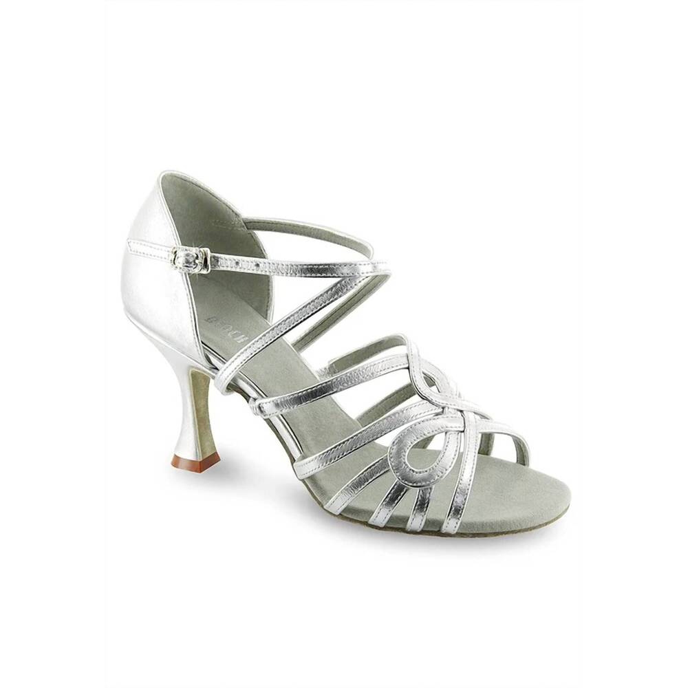 NEW BLOCH women's brenda 2.5" flare heel latin sandal in silver